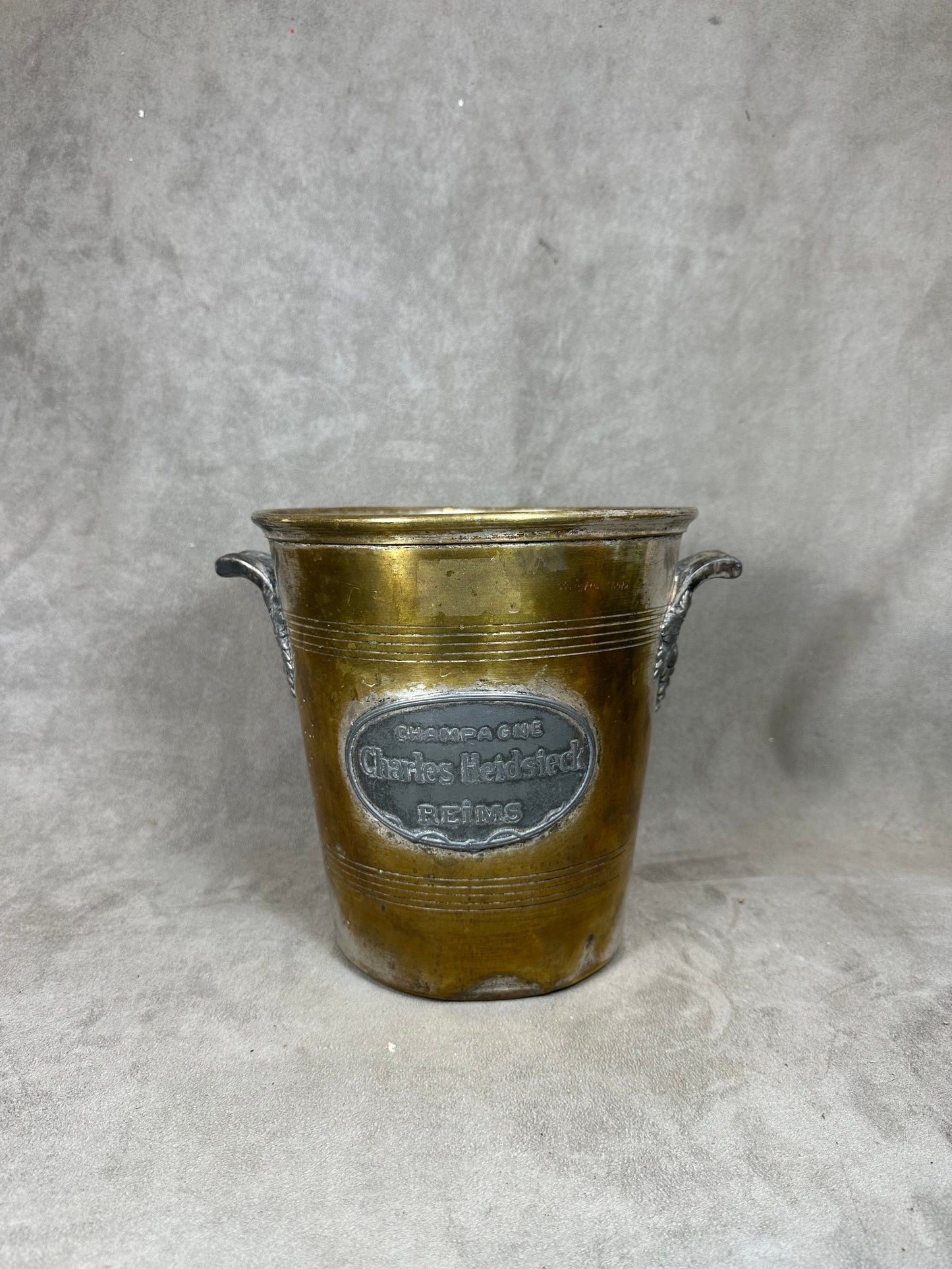 VERY RARE Magnificent vintage Charles Heidsieck metal champagne bucket 1900s