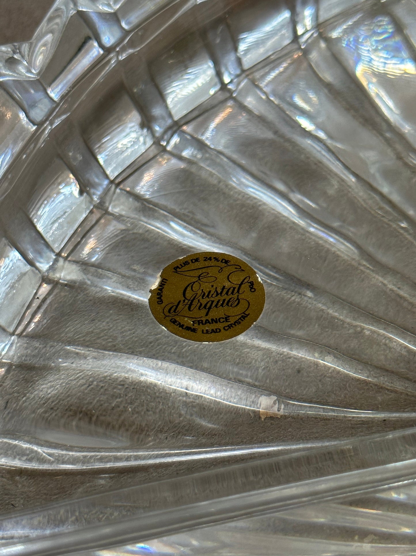 Beautiful vintage thick crystal ashtray Cristal d'Arques in the shape of a shell Made in France