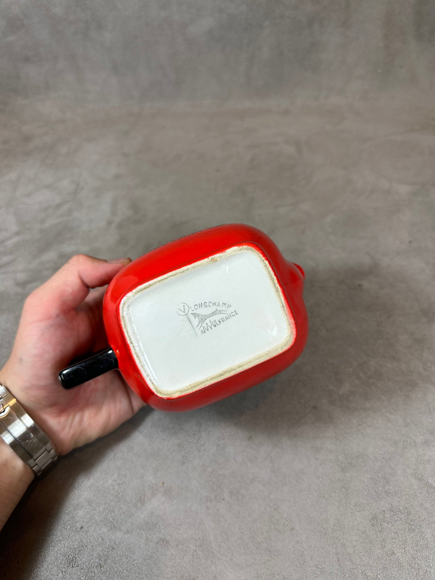 Haig Scotch Whisky vintage red Longchamp earthenware advertising jug Made in France 1970