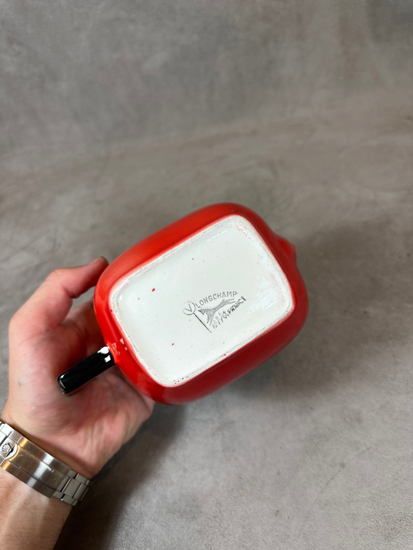 Haig Scotch Whisky vintage red Longchamp earthenware advertising jug Made in France 1970