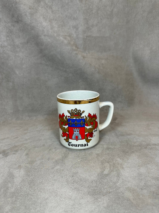 Tournai Advertising Mug, Coat of Arms Decor, Handmade by Henseval, Made in Belgium, Vintage 1980