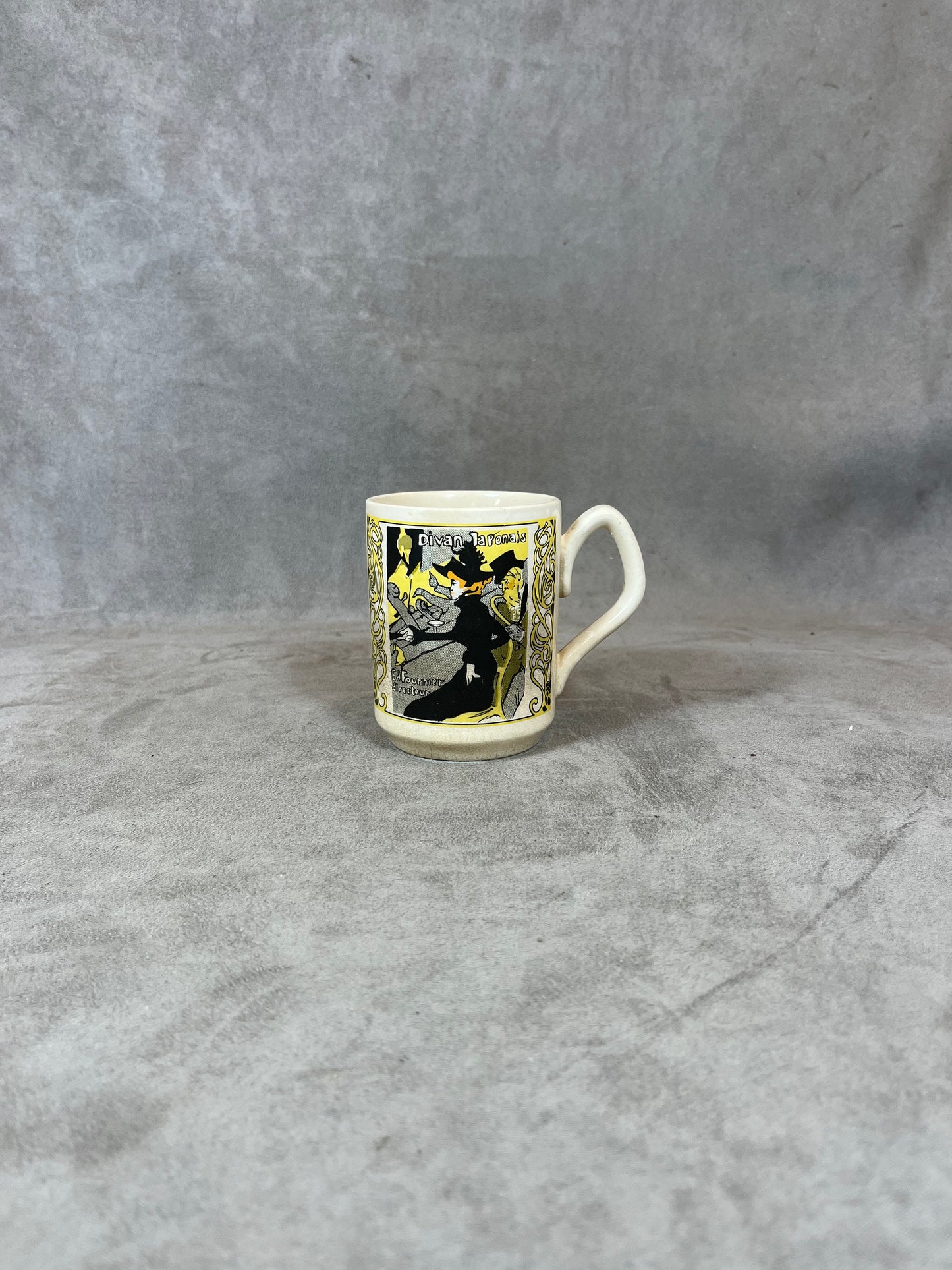 Advertising mug by Toulouse Lautrec from Divan Japonais in Paris vintage Made in France