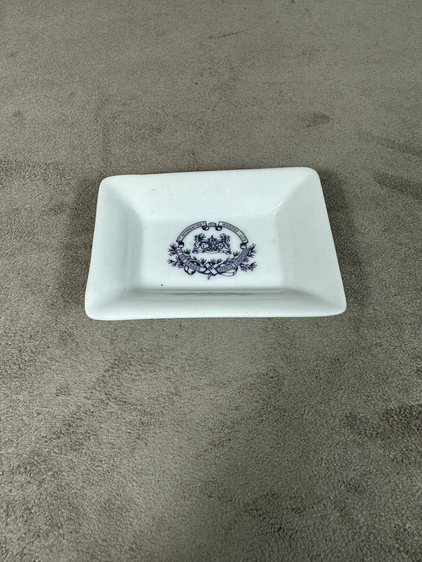 Vintage Les Wagons Lits porcelain advertising ashtray Made in France