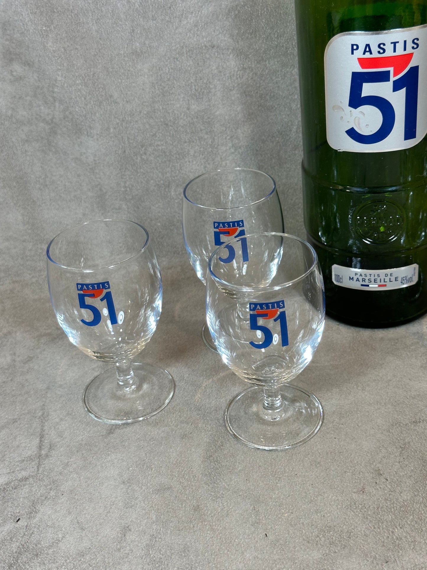 Set of 6 Pastis glasses Pastis 51 in vintage retro glass Made in France 1970s
