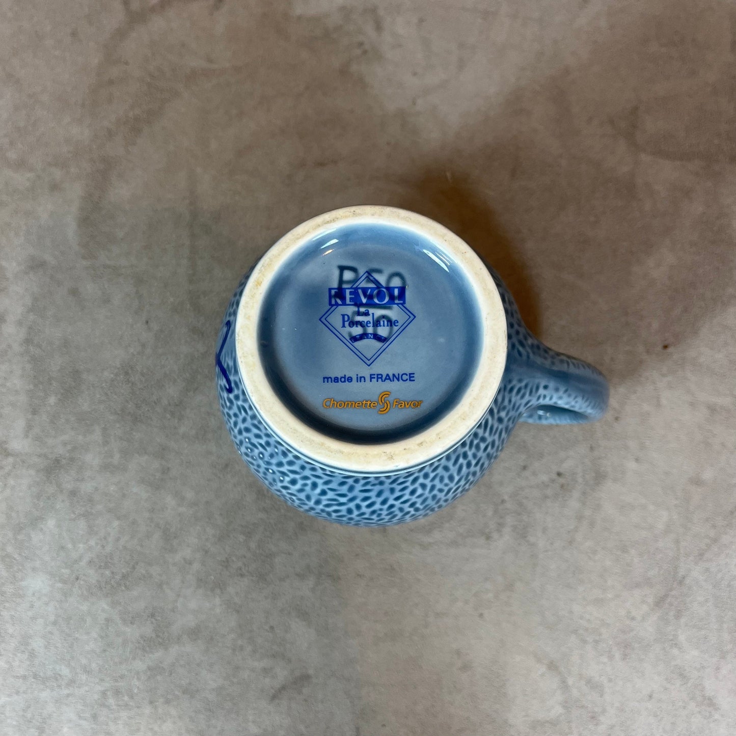 Vintage REVOL blue porcelain pitcher Made in France 1970s