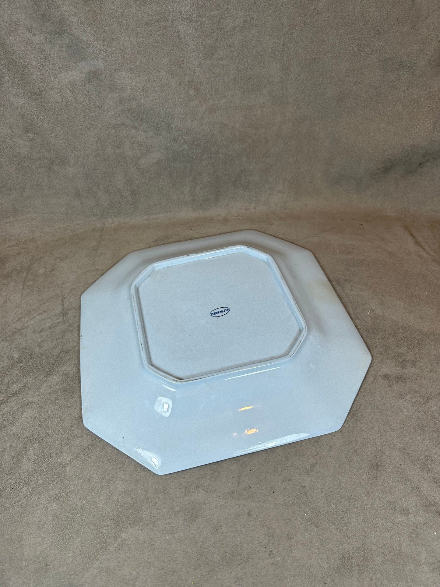 Earthenware Dish, Monogram L, by Terre de Fer, Made in France, Vintage 1970