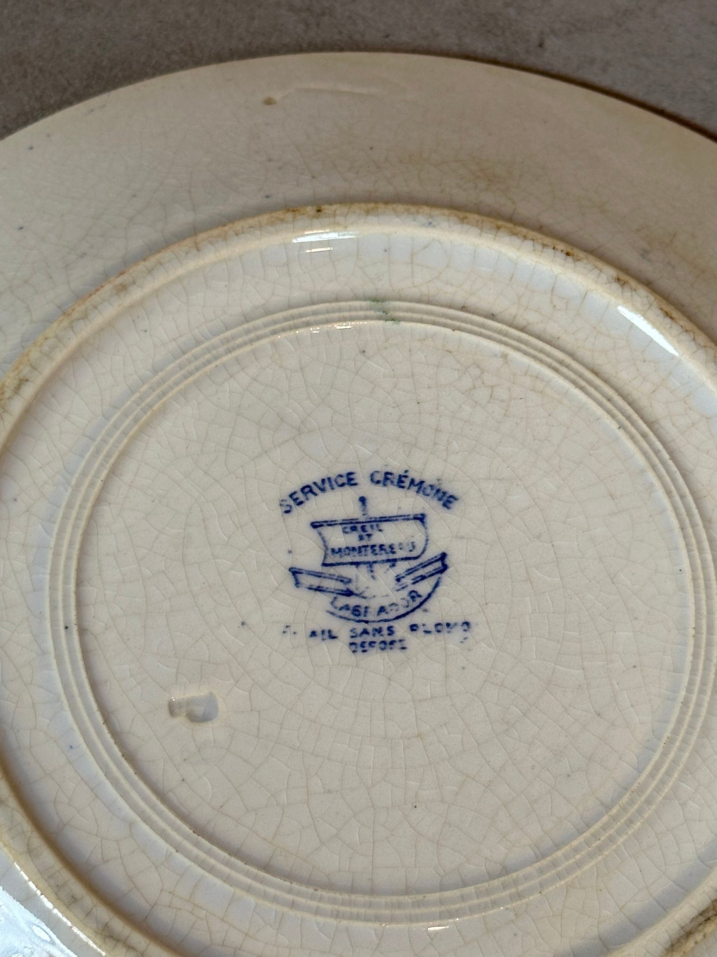 Cremona Earthenware Service Plate by Creil Montereau, Made in France, Vintage 1970