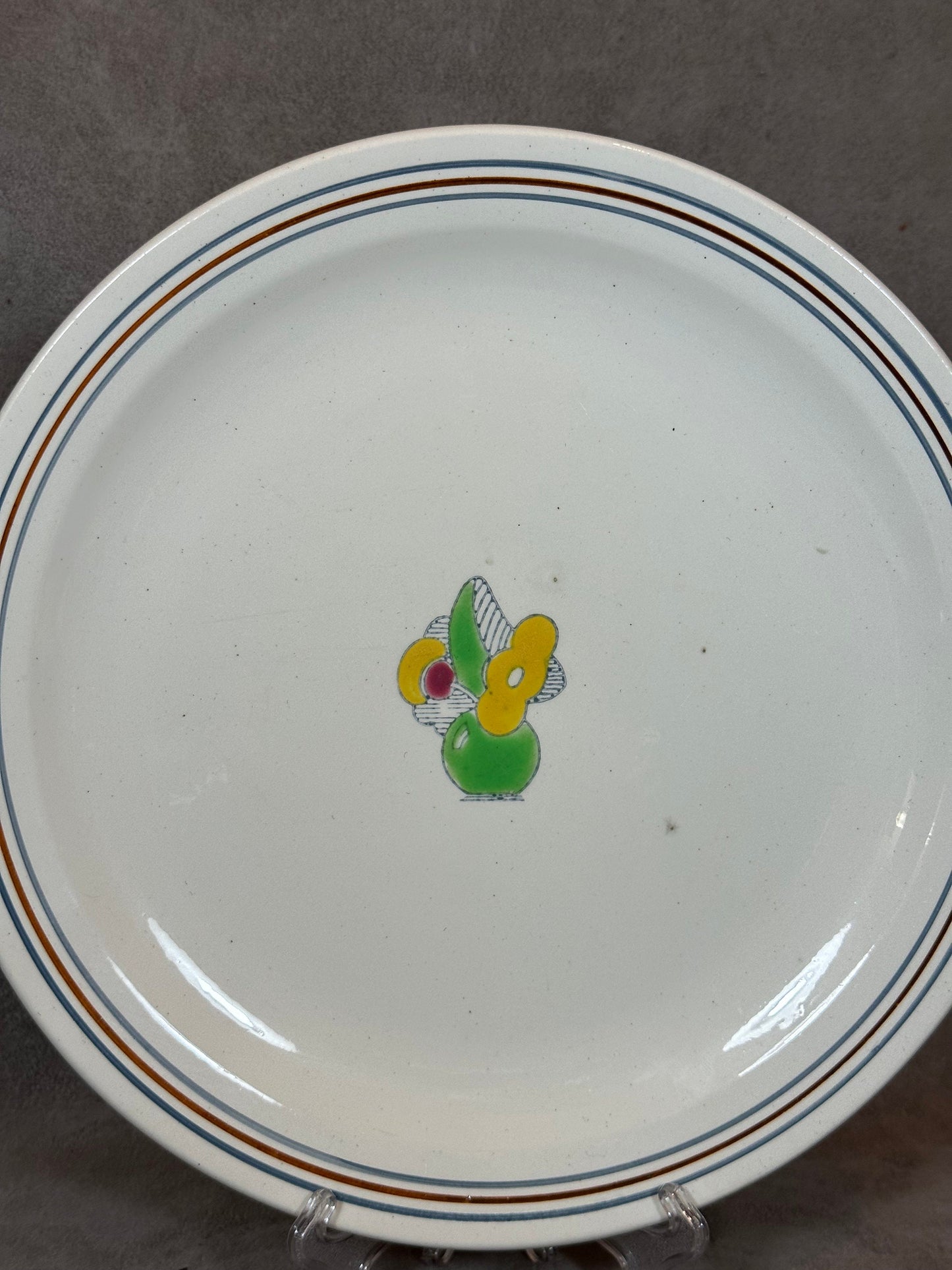 Earthenware Plate with Flower in Vase motif by Raphael E. Charbonnier, Made in France, Vintage 1980
