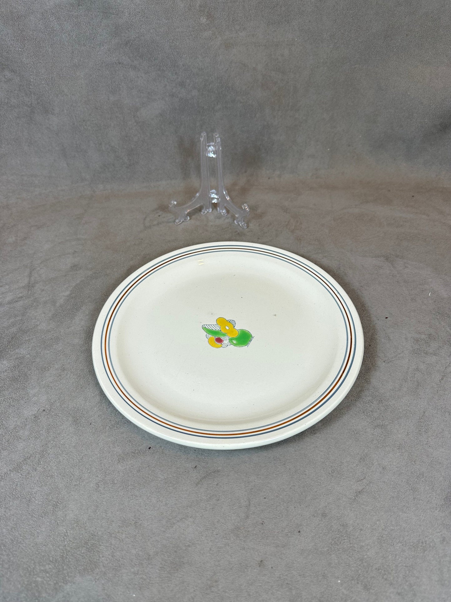 Earthenware Plate with Flower in Vase motif by Raphael E. Charbonnier, Made in France, Vintage 1980