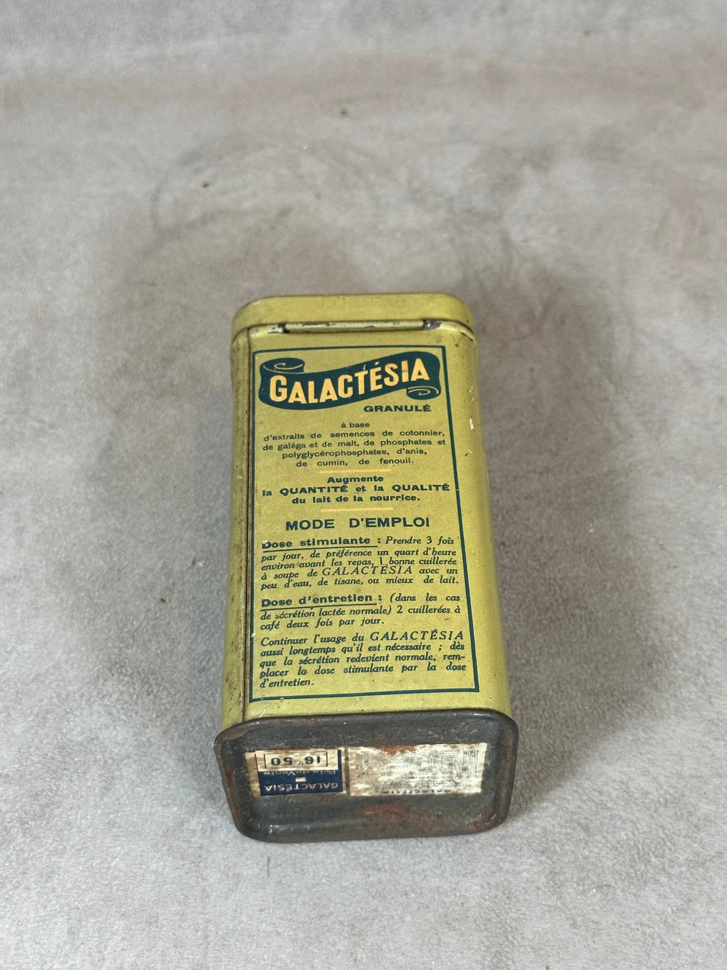 Metal Box, Galactésia Granulé Galactogène, Canonne Laboratories, Made in France, Vintage 1960