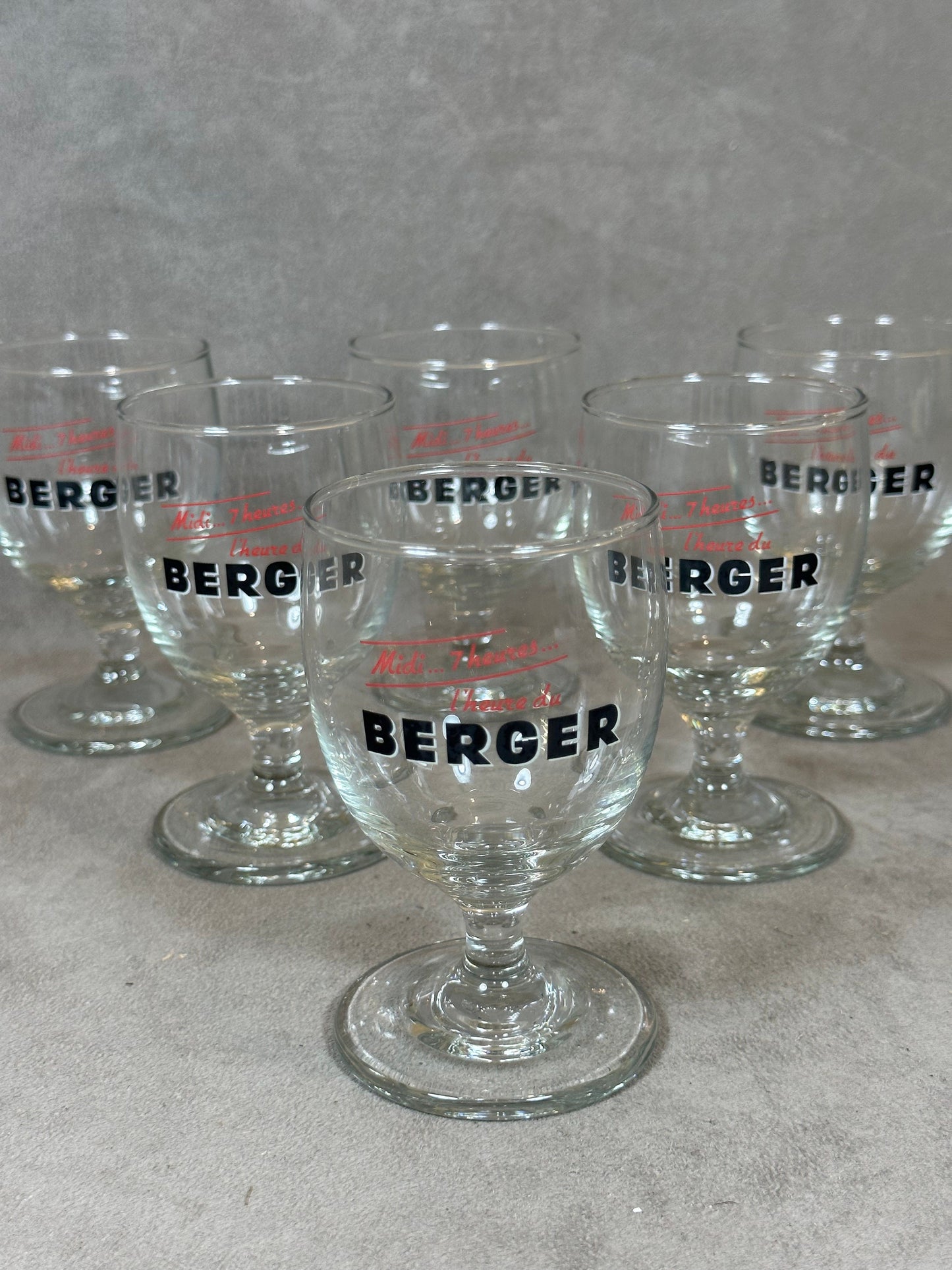 6 verres Anisette Berger blanc vintage articles publicitaires | Made in France | Années 1990