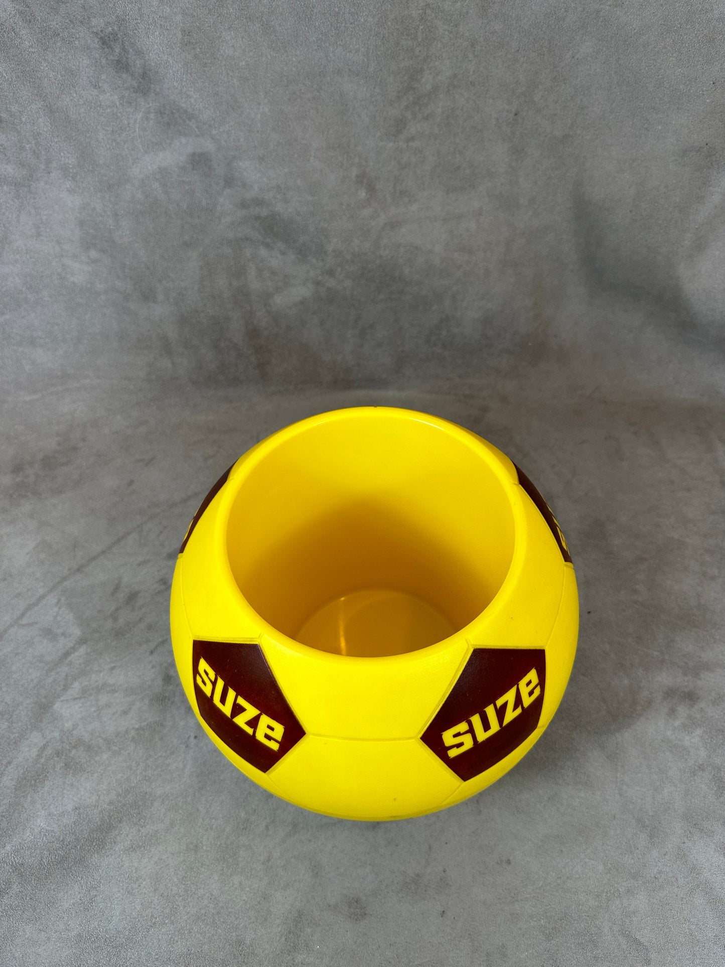 RARE Yellow Plastic Suze Ice Bucket in the Shape of a 1986 World Cup Ball