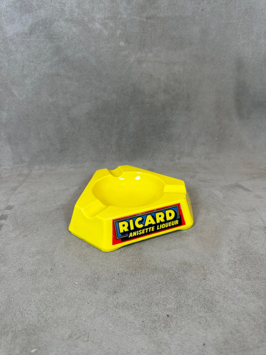 Ricard cendrier de bar triangulaire publicitaire jaune en verre Vintage 1960