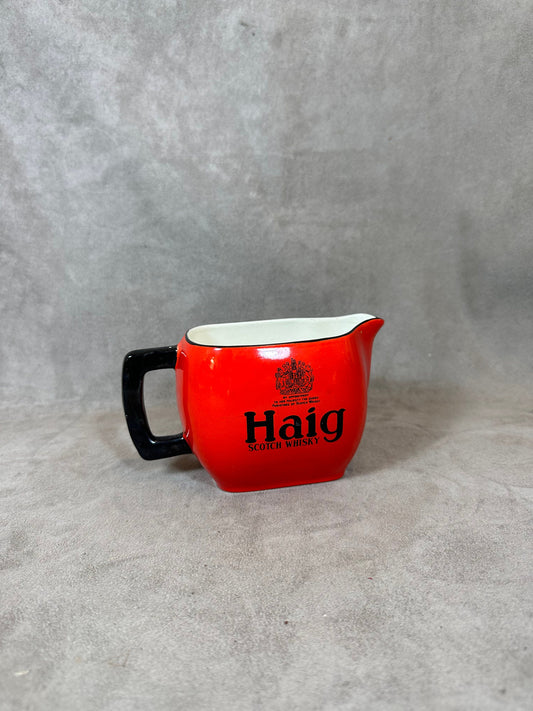 Haig Scotch Whisky vintage red Longchamp earthenware advertising jug Made in France 1970