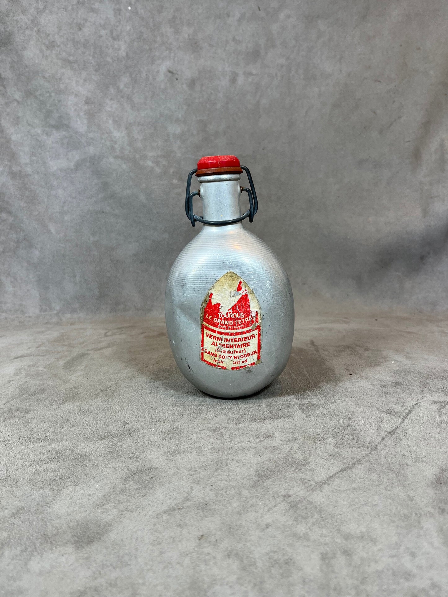 Le Grand Tétras aluminum bottle with vintage mechanical cap, capacity 0.5 liters, Made in France