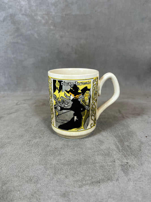 Advertising mug by Toulouse Lautrec from Divan Japonais in Paris vintage Made in France