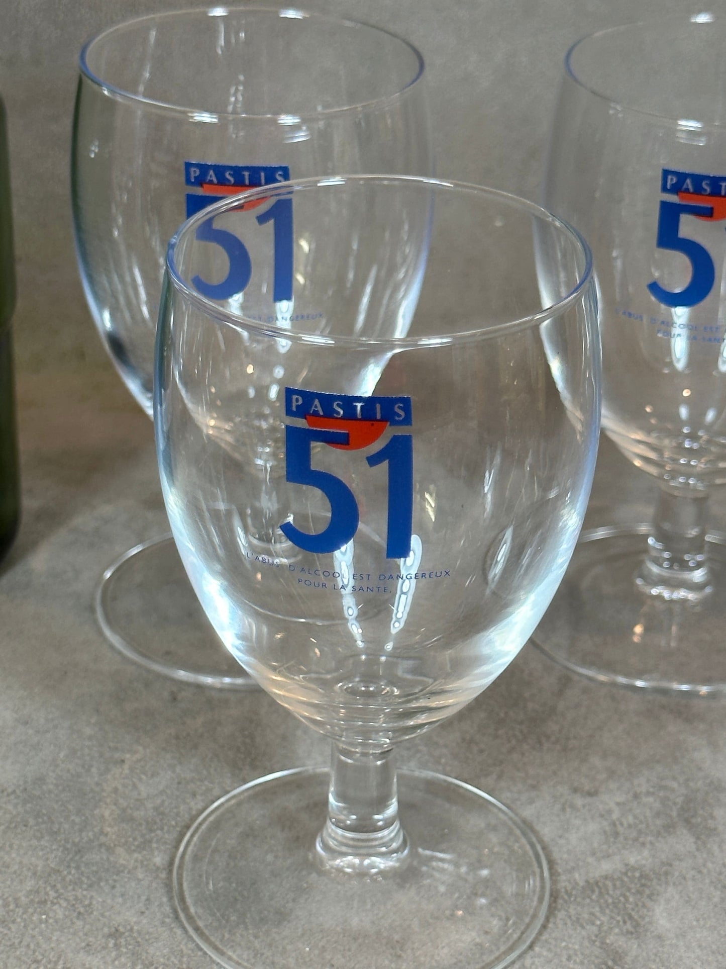 Set of 6 Pastis glasses Pastis 51 in vintage retro glass Made in France 1970s