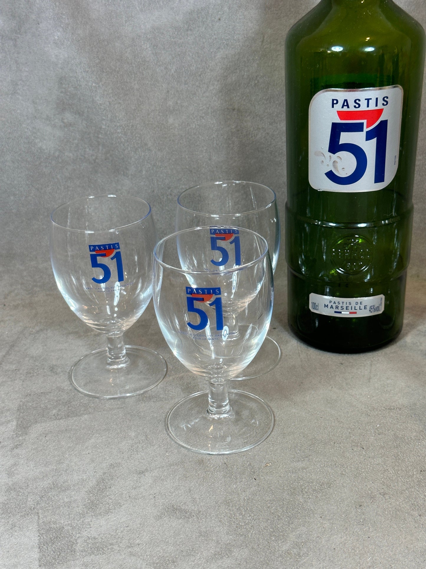Set of 6 Pastis glasses Pastis 51 in vintage retro glass Made in France 1970s