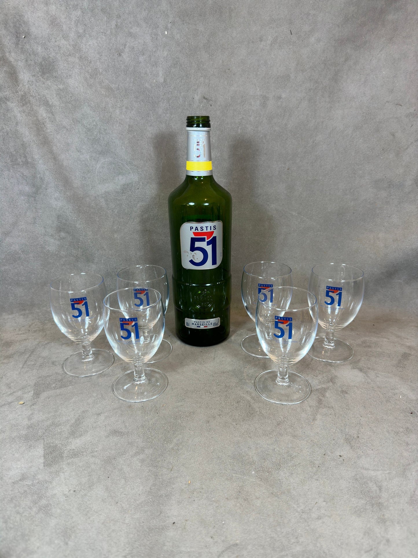 Set of 6 Pastis glasses Pastis 51 in vintage retro glass Made in France 1970s