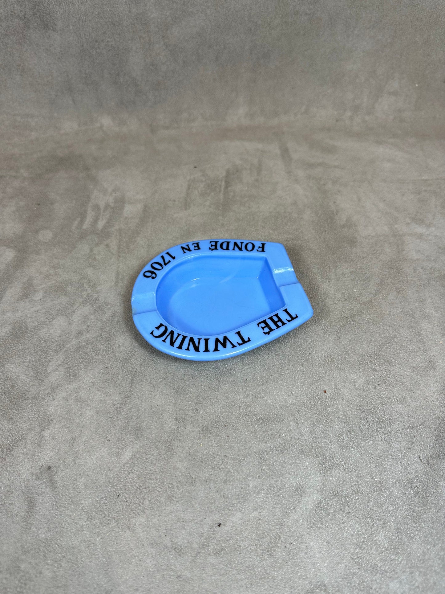 Vintage Twining Tea Blue Glass Ashtray Made in France 1970