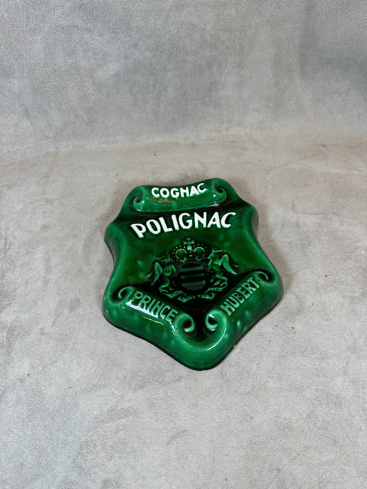 RARE Magnificent Polignac Prince Hubert ashtray in vintage green ceramic made in France 1950