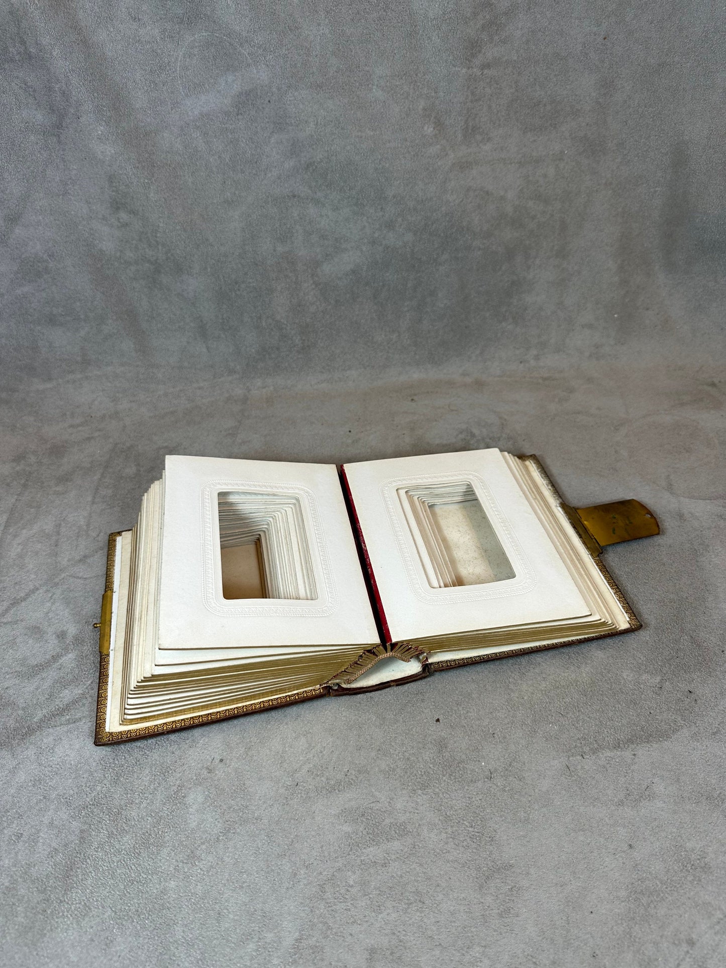 RARE Magnificent photo album or secret book in leather and brass Made in France Late 19th century