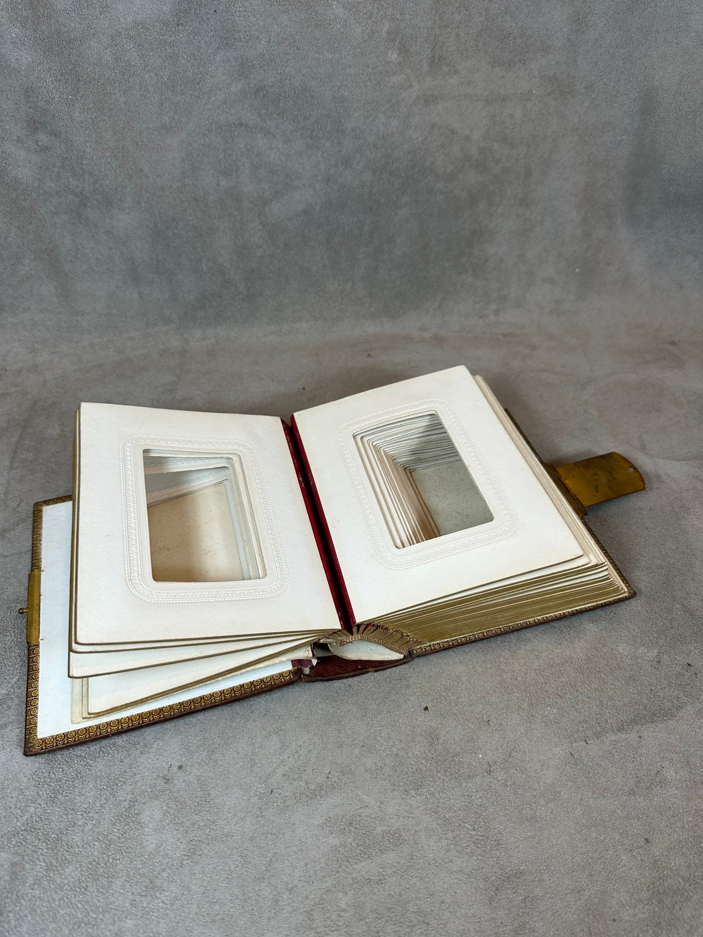 RARE Magnificent photo album or secret book in leather and brass Made in France Late 19th century