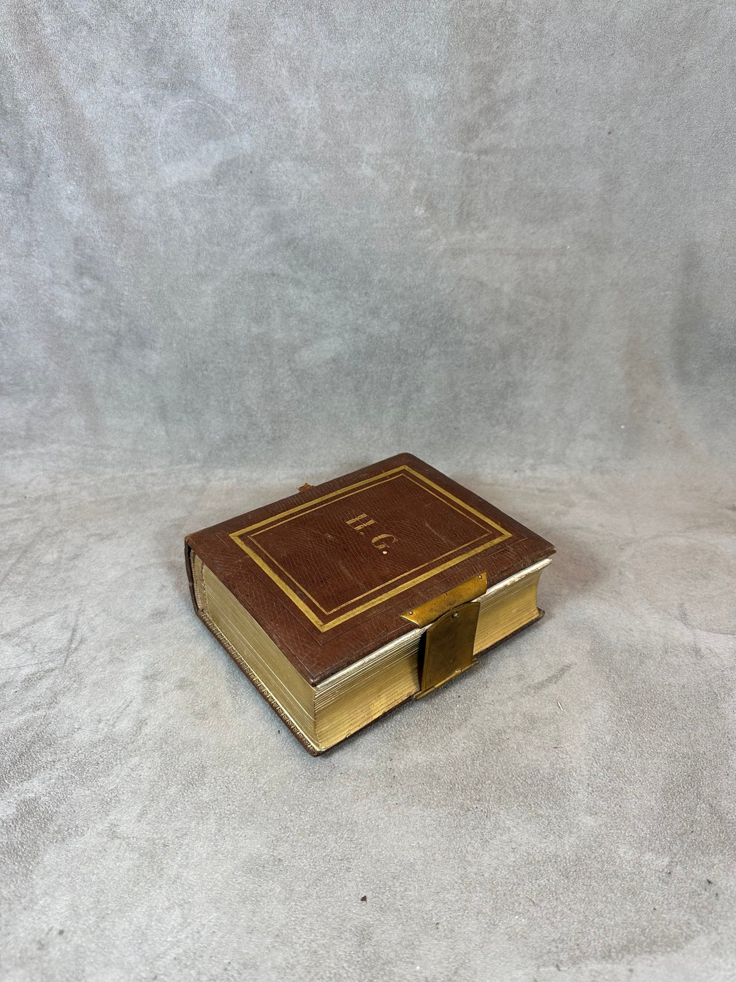 RARE Magnificent photo album or secret book in leather and brass Made in France Late 19th century