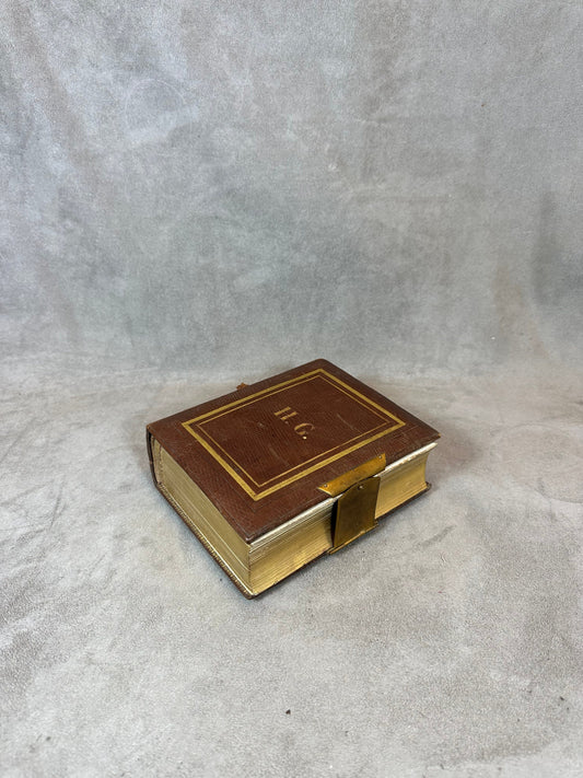 RARE Magnificent photo album or secret book in leather and brass Made in France Late 19th century