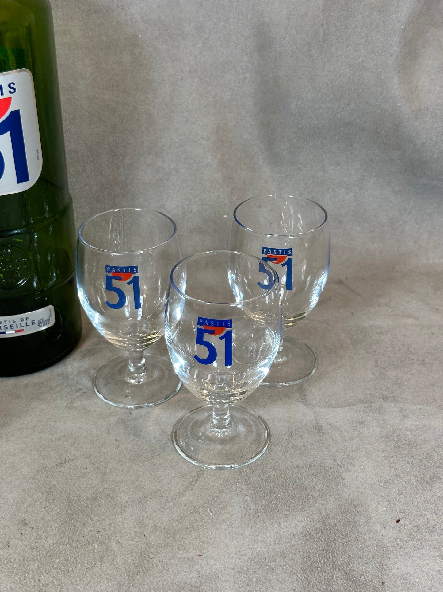 Set of 6 Pastis glasses Pastis 51 in vintage retro glass Made in France 1970s