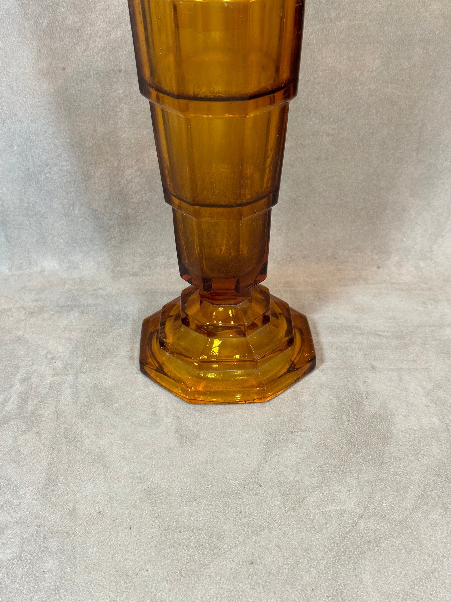 Magnificent large Art Deco vase in orange glass Made in Belgium 1950
