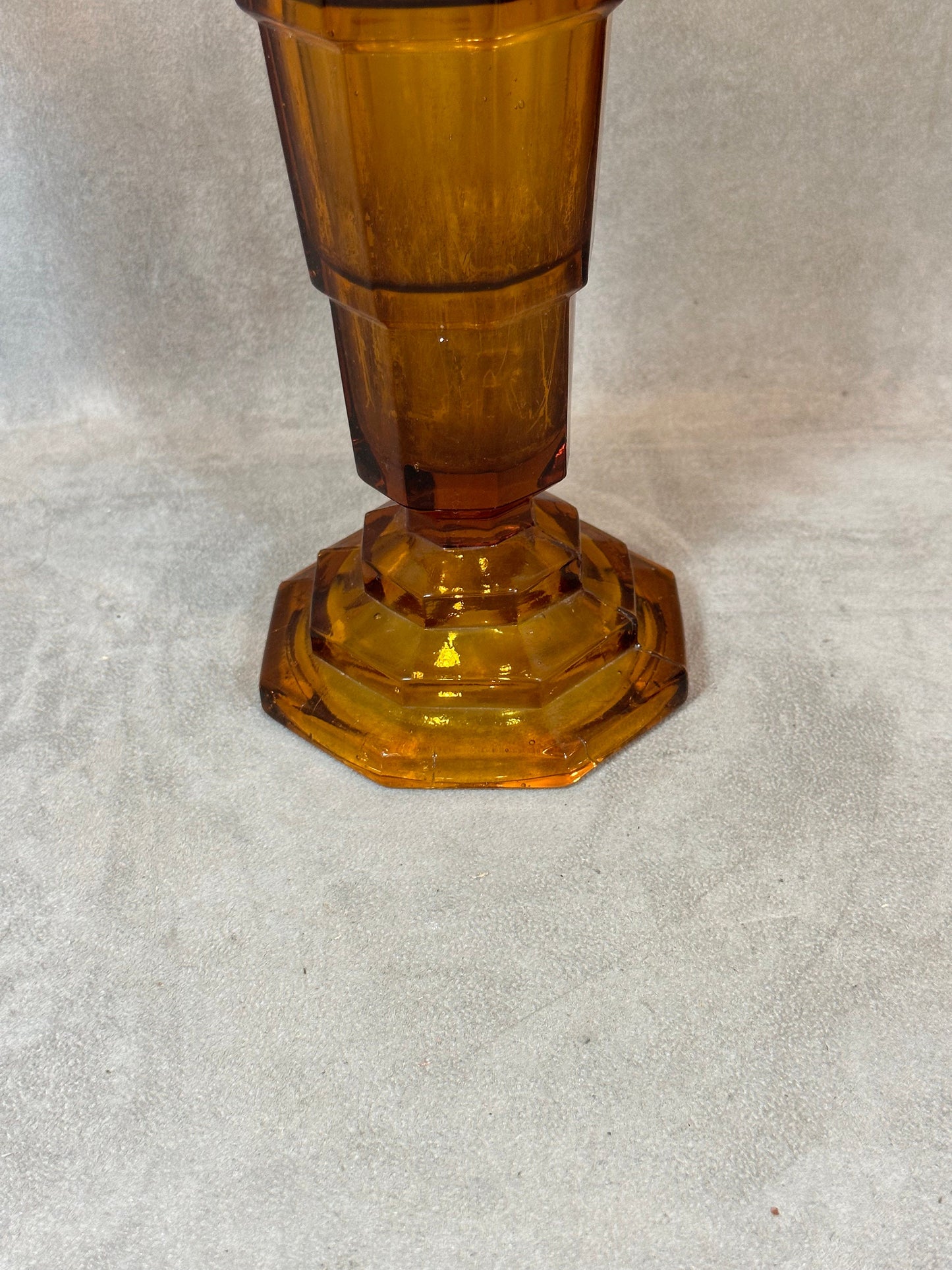 Magnificent large Art Deco vase in orange glass Made in Belgium 1950