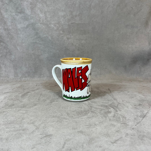 Vintage WALES humorous mug with sheep decoration