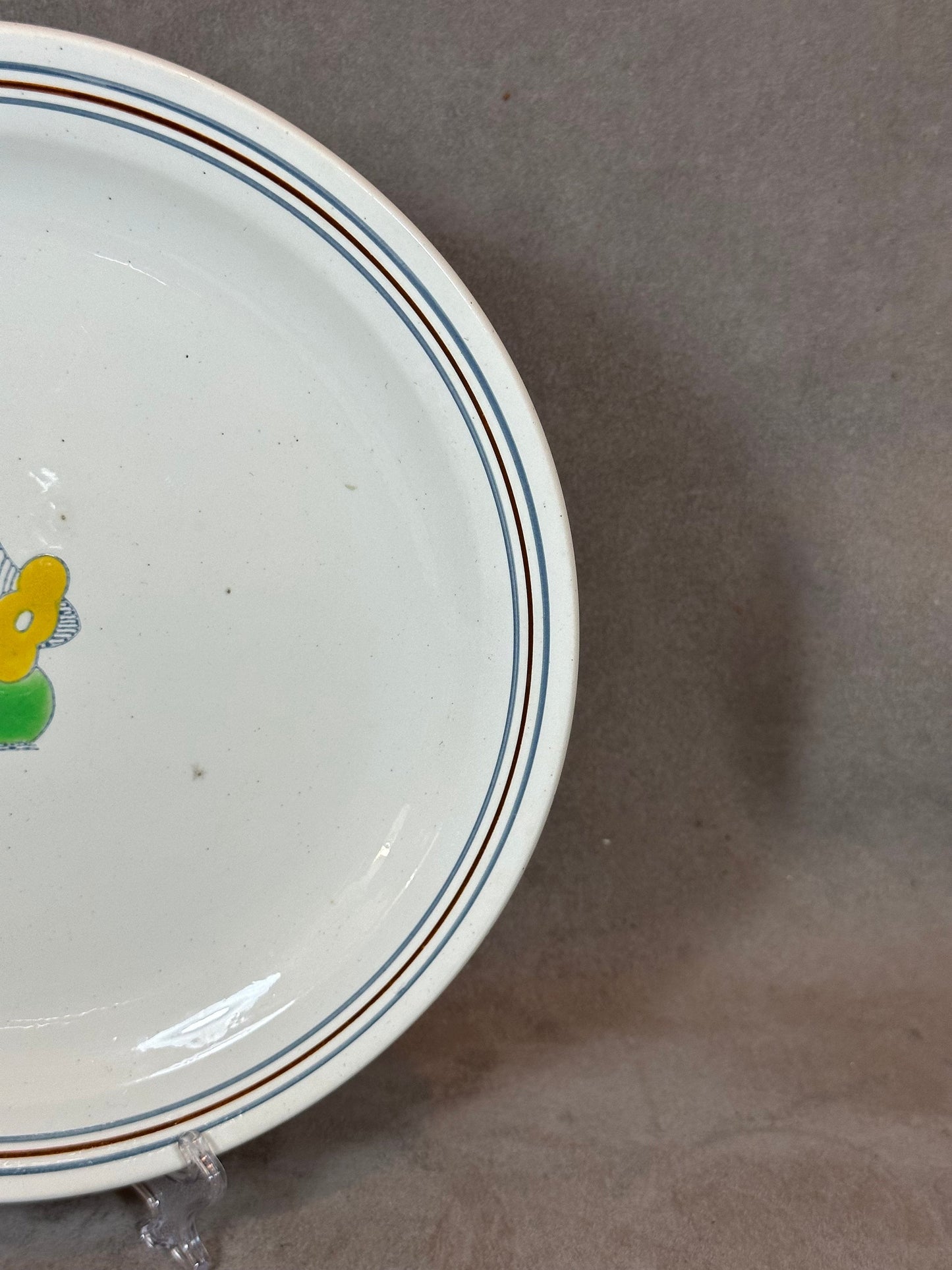 Earthenware Plate with Flower in Vase motif by Raphael E. Charbonnier, Made in France, Vintage 1980