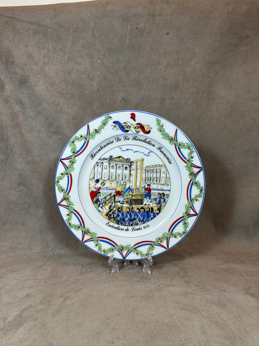 Assiette en Céramique du Bicentenaire de la Révolution Française Exécution de Louis XVI par Apilco, Made in France, Vintage 1980
