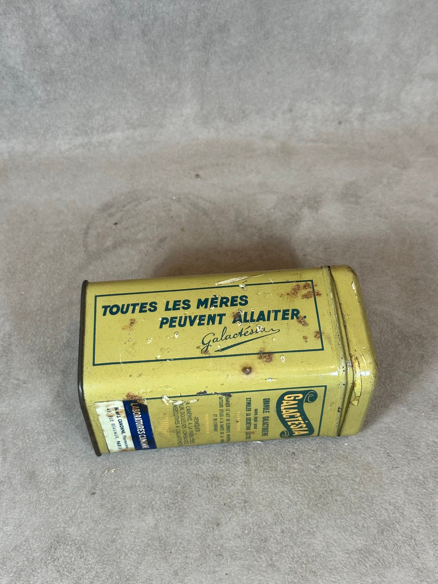 Metal Box, Galactésia Granulé Galactogène, Canonne Laboratories, Made in France, Vintage 1960