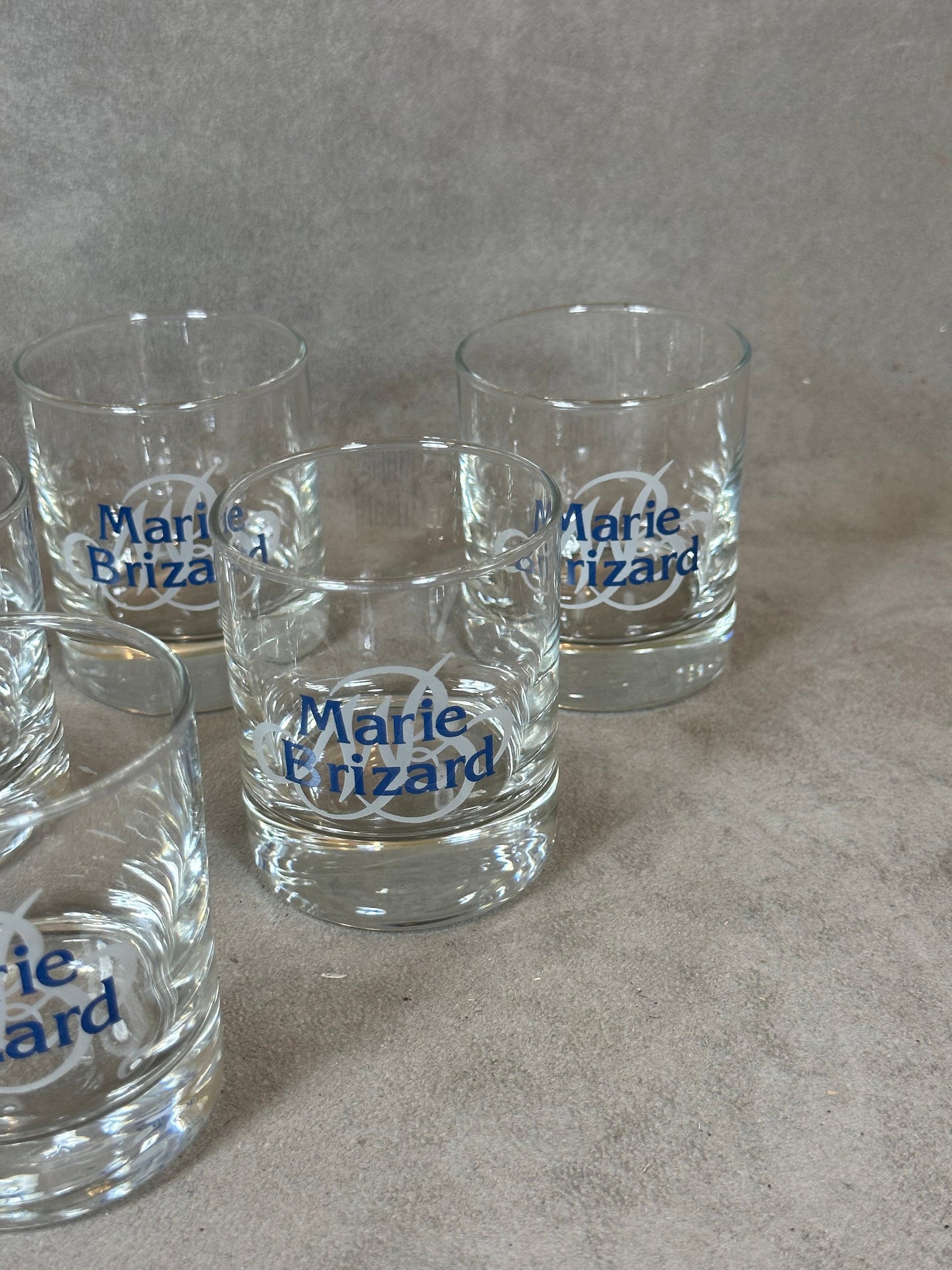 Set of 6 vintage Marie Brizard glasses Made in France 1980