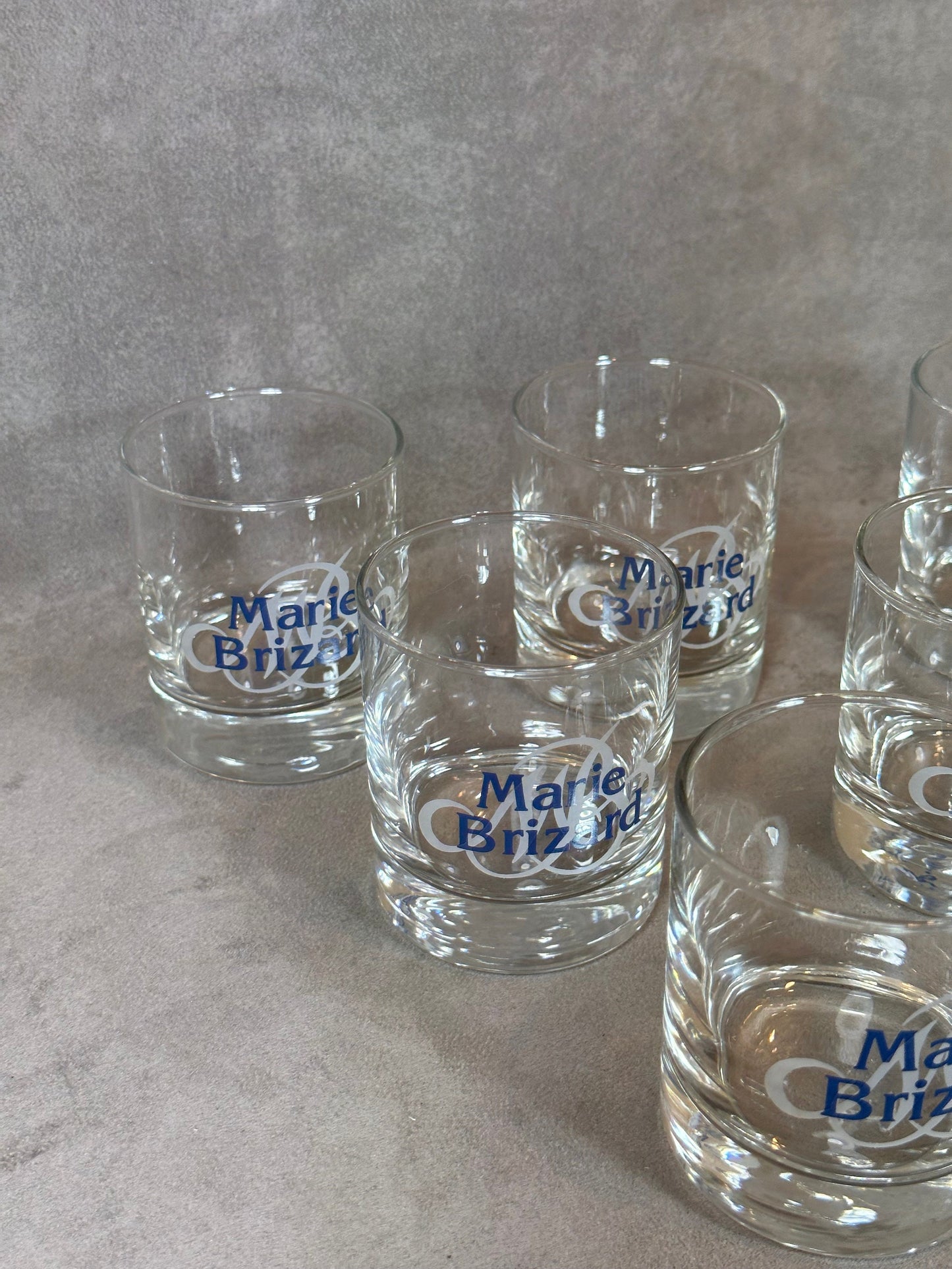 Set of 6 vintage Marie Brizard glasses Made in France 1980
