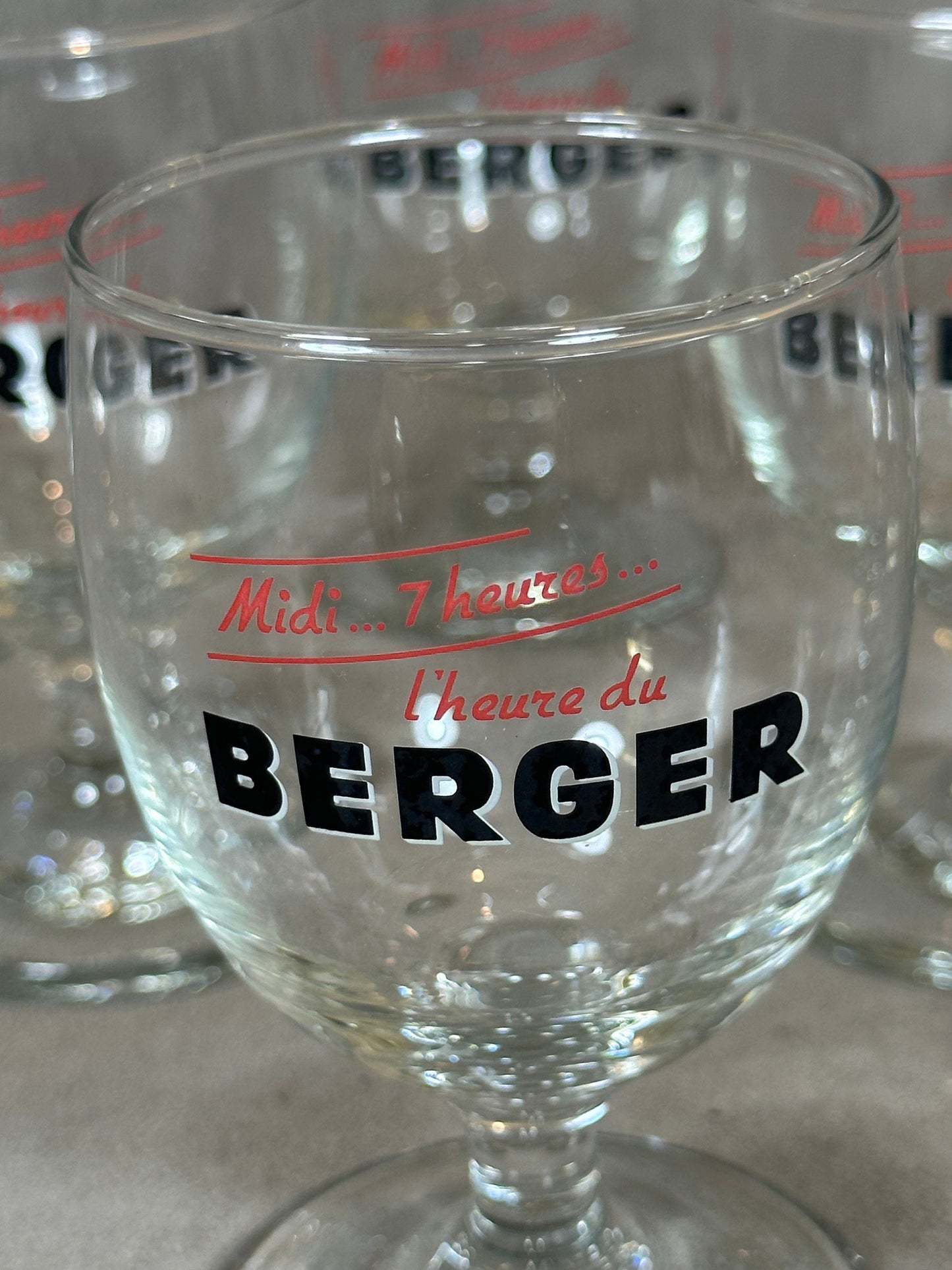 6 verres Anisette Berger blanc vintage articles publicitaires | Made in France | Années 1990