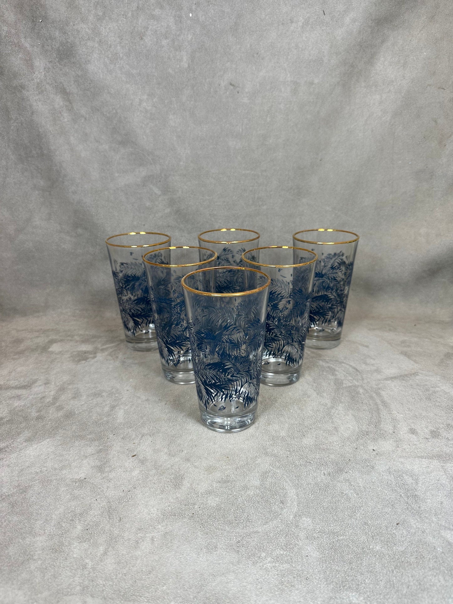 Lot de 6 verres a rhum coca Bacardi en verre vintage retro Made in France Années 1980