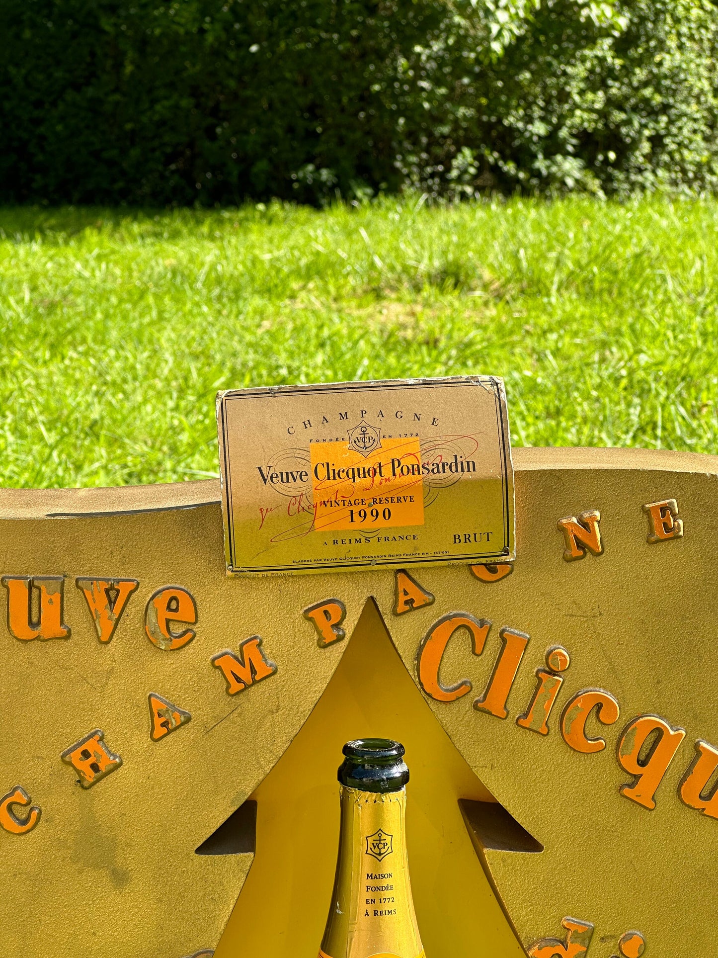 RARE Veuve Clicquot Cardboard and Metal Champagne Bottle Display Stand 1990s