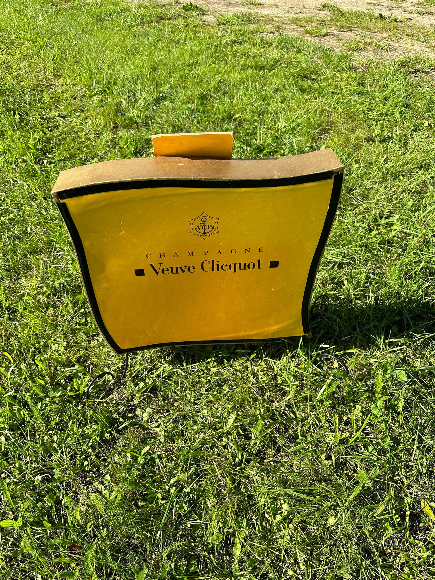 RARE Veuve Clicquot Cardboard and Metal Champagne Bottle Display Stand 1990s