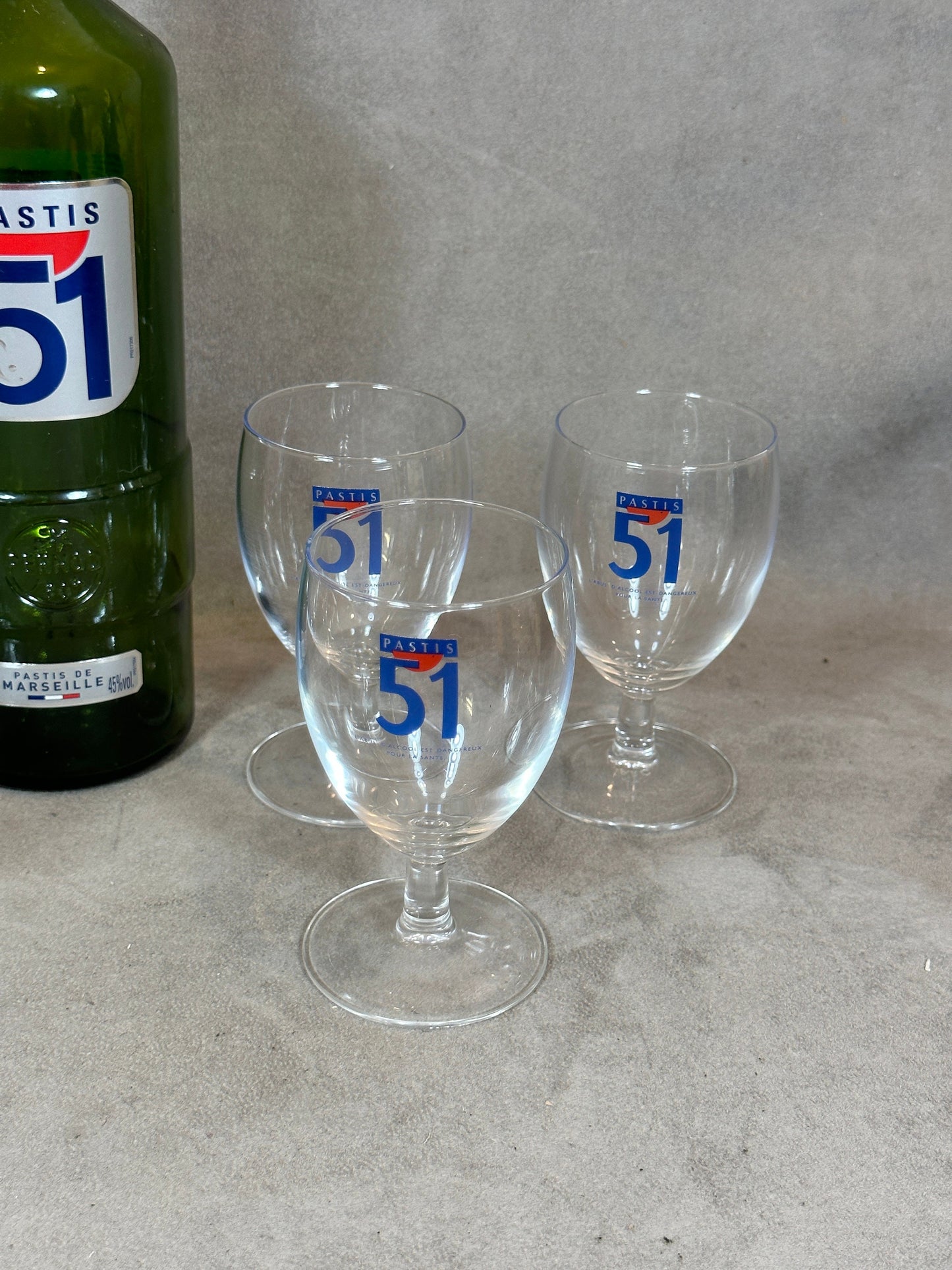Set of 6 Pastis glasses Pastis 51 in vintage retro glass Made in France 1970s