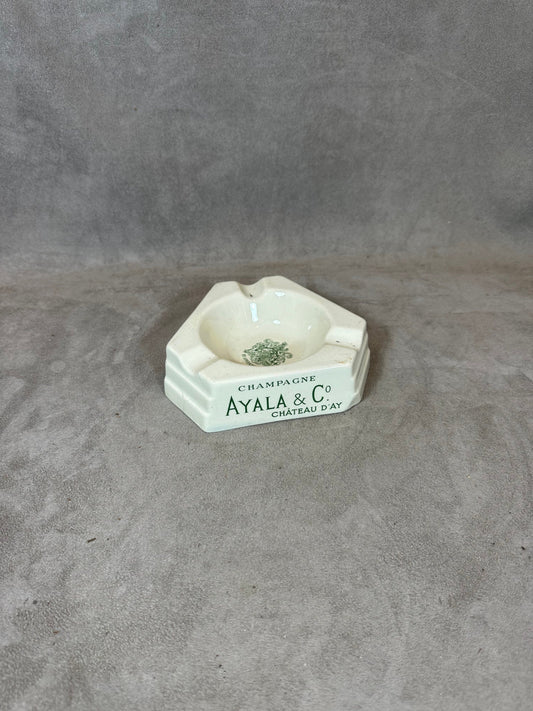 RARE Advertising Ashtray in Earthenware, Champagne Ayala &amp; Co, Château d'AY, Made in France, Vintage 1980