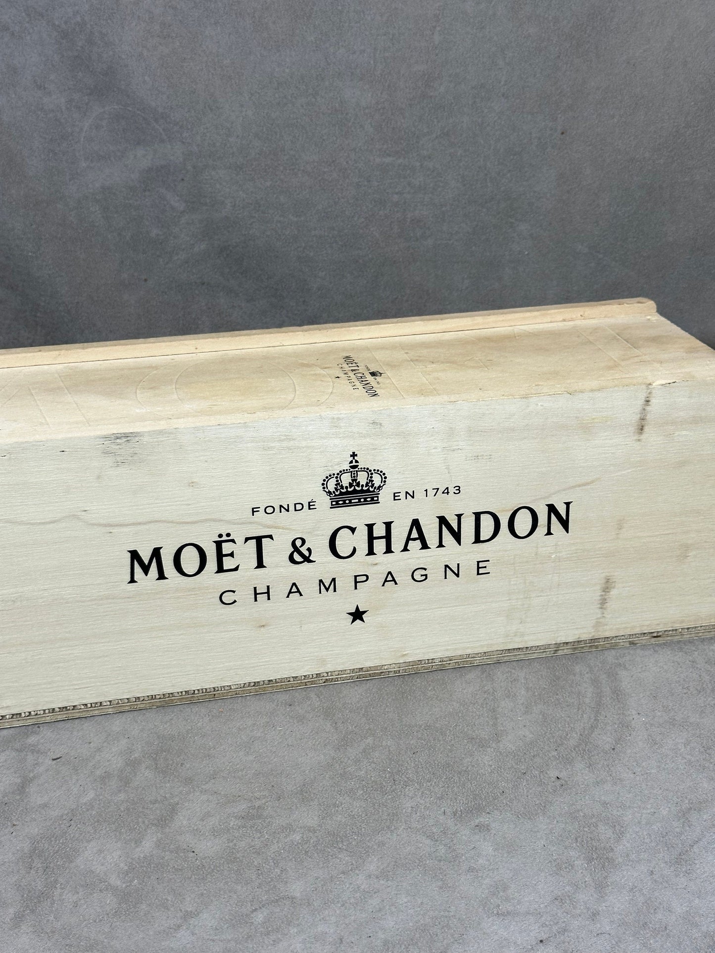 Wooden box for Moet&amp;Chandon champagne bottles Made in France 1980s