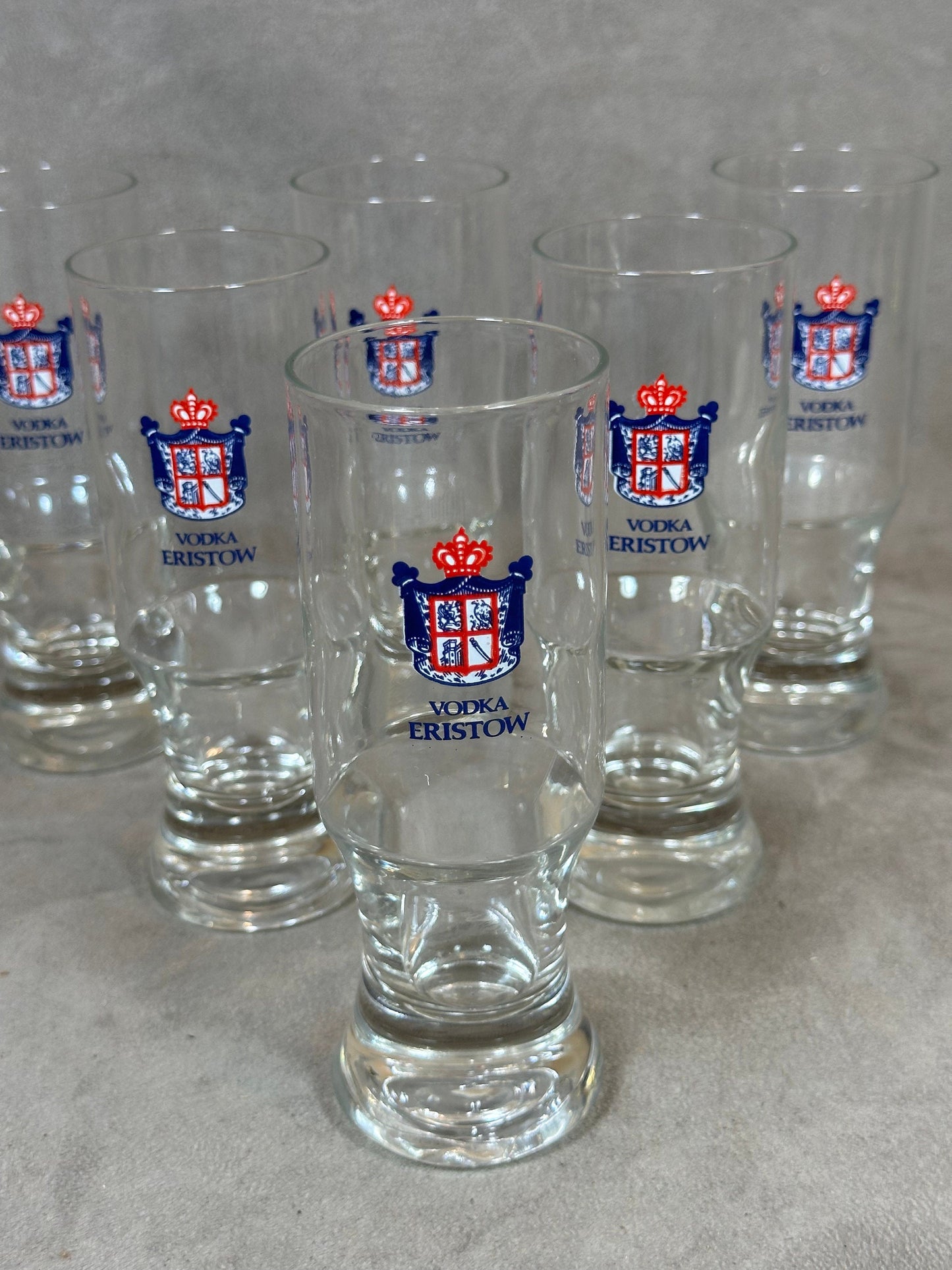 Set of 6 Eristow Vodka Glasses Eristow Vintage Advertising Glass 1960