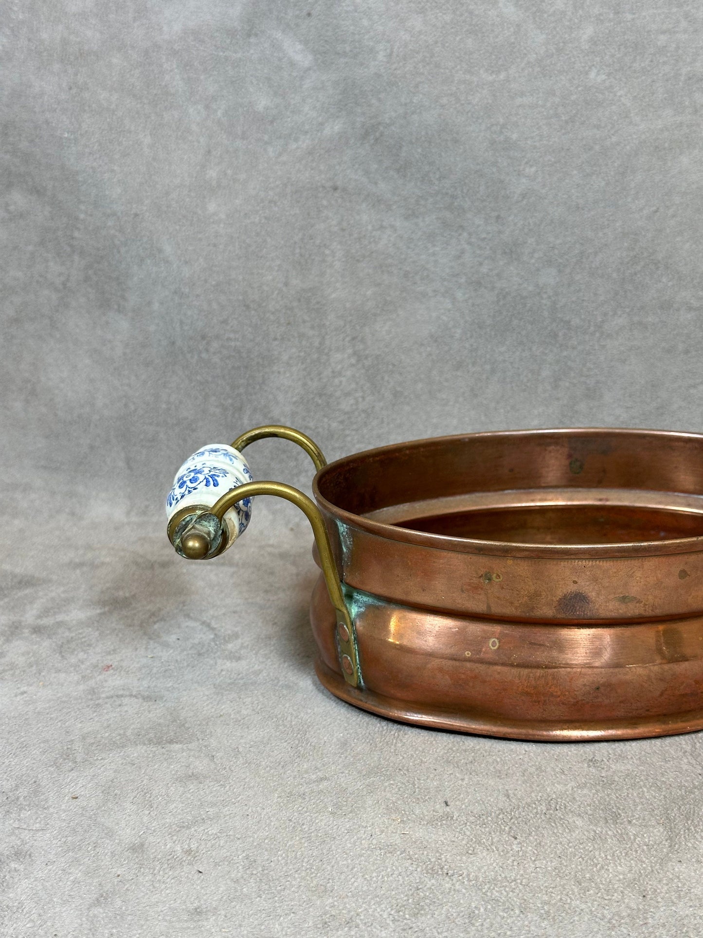 Plat en Laiton poignée Céramique, Made in France, Vintage 1960