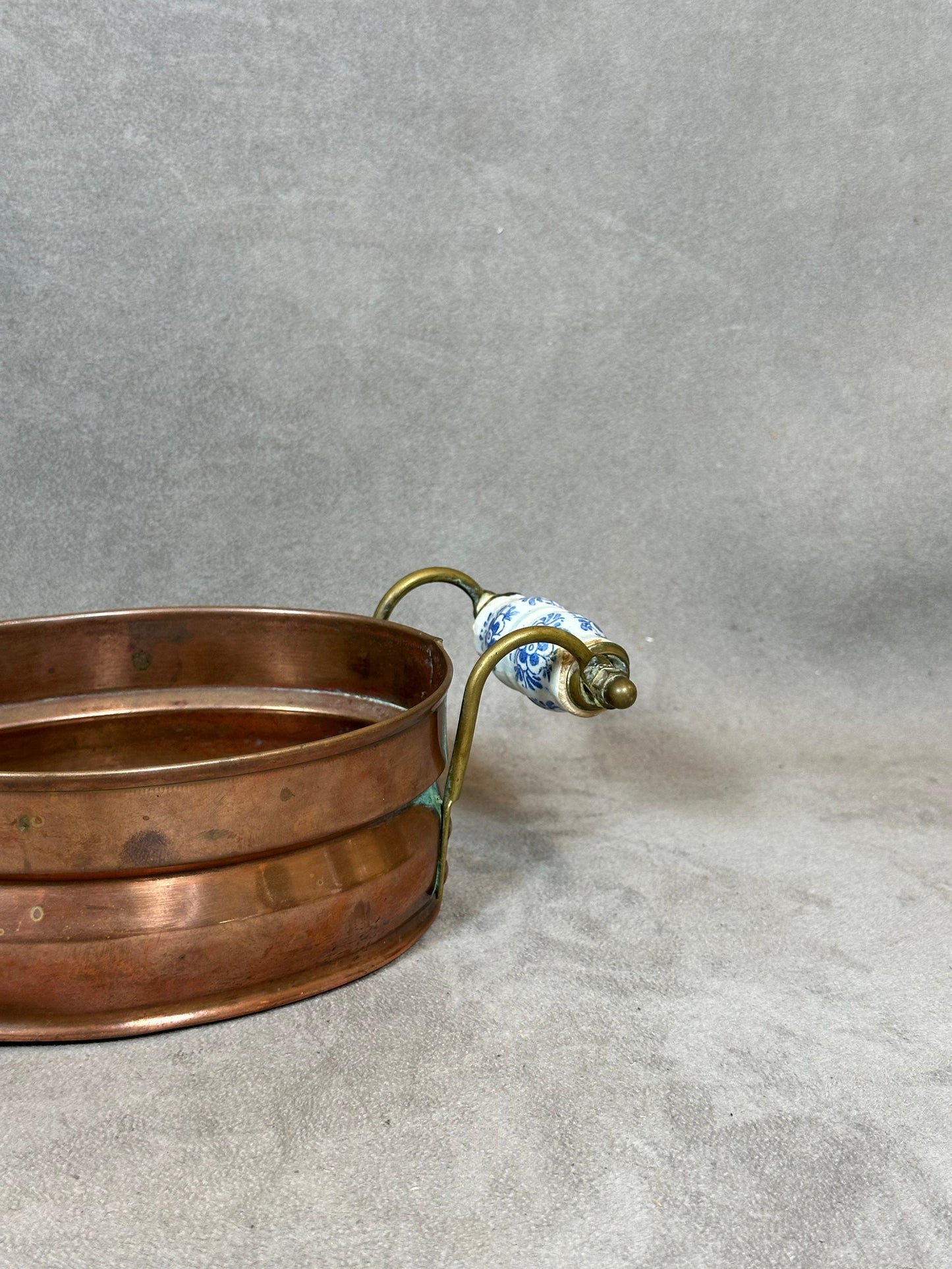 Plat en Laiton poignée Céramique, Made in France, Vintage 1960