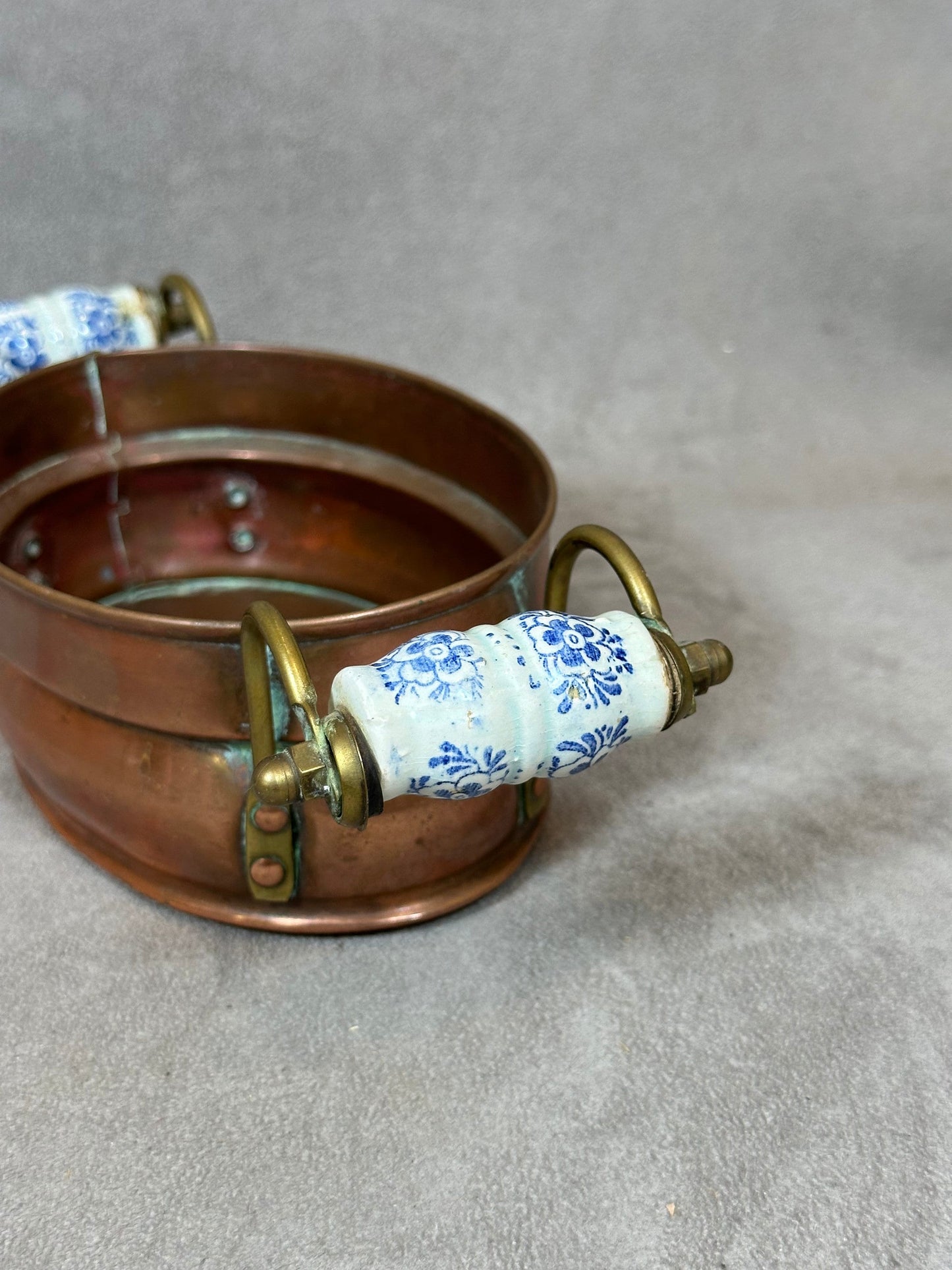 Plat en Laiton poignée Céramique, Made in France, Vintage 1960