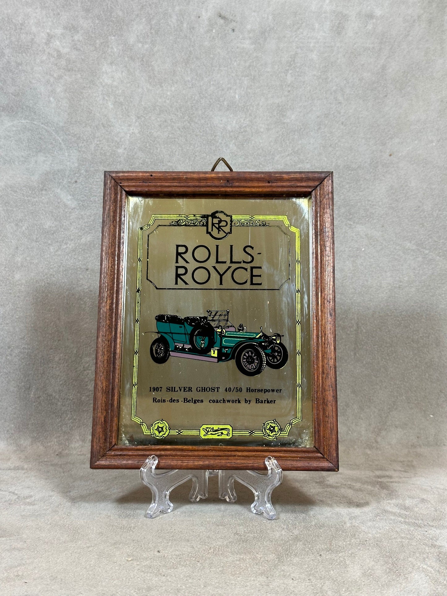 Miroir publicitaire Rolls Royce Made in France Vintage 1970